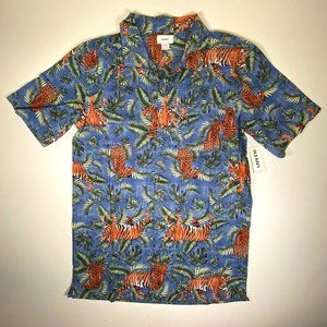 Shirt Boys Old Navy Tiger Palm Leaves Size XXL 18 Boys New with Tags Blue